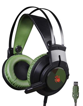 A4tech Bloody J437 herní sluchátka, 7.1, USB, Černá/zelená
