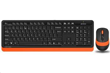 A4tech FG1010 FSTYLER, set bezdrátové klávesnice a myši, CZ, černá/oranžová