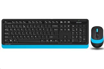A4tech FG1010 FSTYLER, set bezdrátové klávesnice a myši, CZ/US, USB, černá/modrá