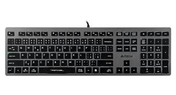 A4tech FX60, kancelářská klávesnice s bílým podsvícením, USB, CZ, šedá
