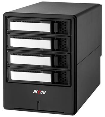 Areca 8050T3U-4 Thunderbolt3 RAID box 2×40Gb Thunderbolt3, USB-C, 4×sATA3/SAS2, RAID(0,1,10,5,6) 1GB cache