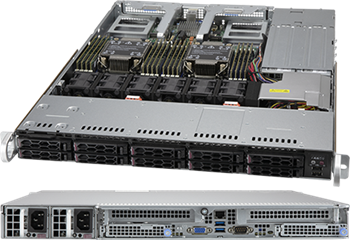 CloudDC SuperServer 120C-TN10R 1U 2S-P+(270W) noLAN, 10NVMe4/SFF, 16DDR4, 2AIOM, 2PCI-E16g4, 2M.2, IPMI, rPS (80+PLAT)