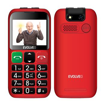 EVOLVEO EasyPhone EB, mobilní telefon pro seniory s nabíjecím stojánkem (červená barva)