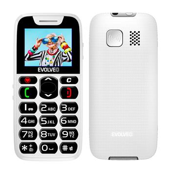 EVOLVEO EasyPhone, mobilní telefon pro seniory s nabíjecím stojánkem, bílá