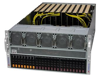 GPU Server 521GE-TNRT 5U 2S-E(350W),12GPU(PCI-E16g5,2rootPLX,350W),PCIE16,AIOM,8NVMe5&8SFF, IPMI,32DDR5,rPS (80+TIT)L9