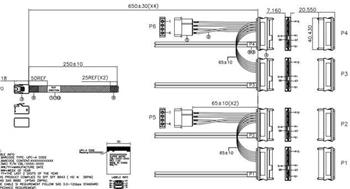 SFF-8643 (miniSAS-HD) -> 4×SFF-8482+2×SFF-8448, 65cm kabel s napájením