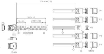 SFF-8654-4i (SlimSAS ×4) rovný -> 4×SATA rovný, 56cm kabel