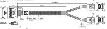 SFF-8654-8i (SlimSAS ×8) rovný -> 2×SFF-8643 (miniSAS-HD) , 65cm rovný, 100ohm kabel (SATA/SAS)