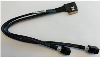 SFF-8654-8i (SlimSAS ×8) zalomený -> 2×SFF-8643 (miniSAS-HD), 37/30cm kabel (SATA/SAS) (H12+SC116)