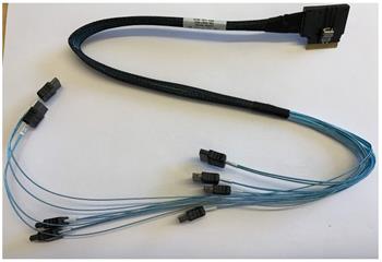 SFF-8654-8i (SlimSAS ×8) zalomený -> 8×SATA - 70cm kabel (X13/H12/H13+SC815TQ/LA15/SC825)