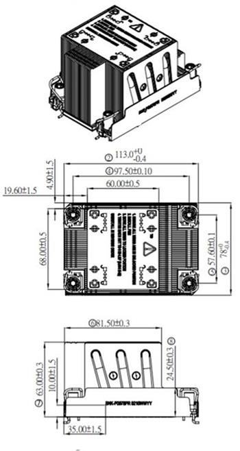 SNK-P0078PR Pasivní 2U heatsink pro 1P/2P LGA4189 (Socket P+) (proprietární formát pro Hyper-E)