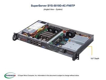 SuperServer 5019D-4C-FN8TP mini1U,XeonD-2123IT,4×10GbE(2×10GbE-T&2SFP+),4GbE, PCI-E8,4DDR4, IPMI,frontIO